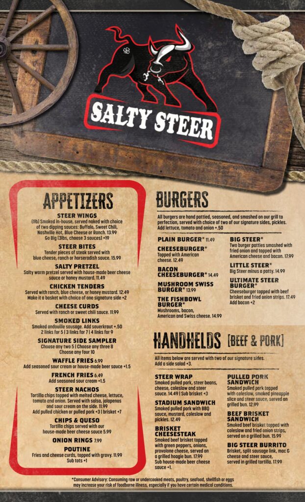 Salty Steer Menu