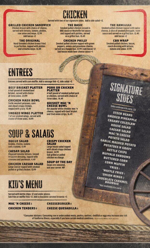 Salty Steer Menu